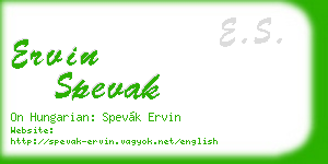 ervin spevak business card